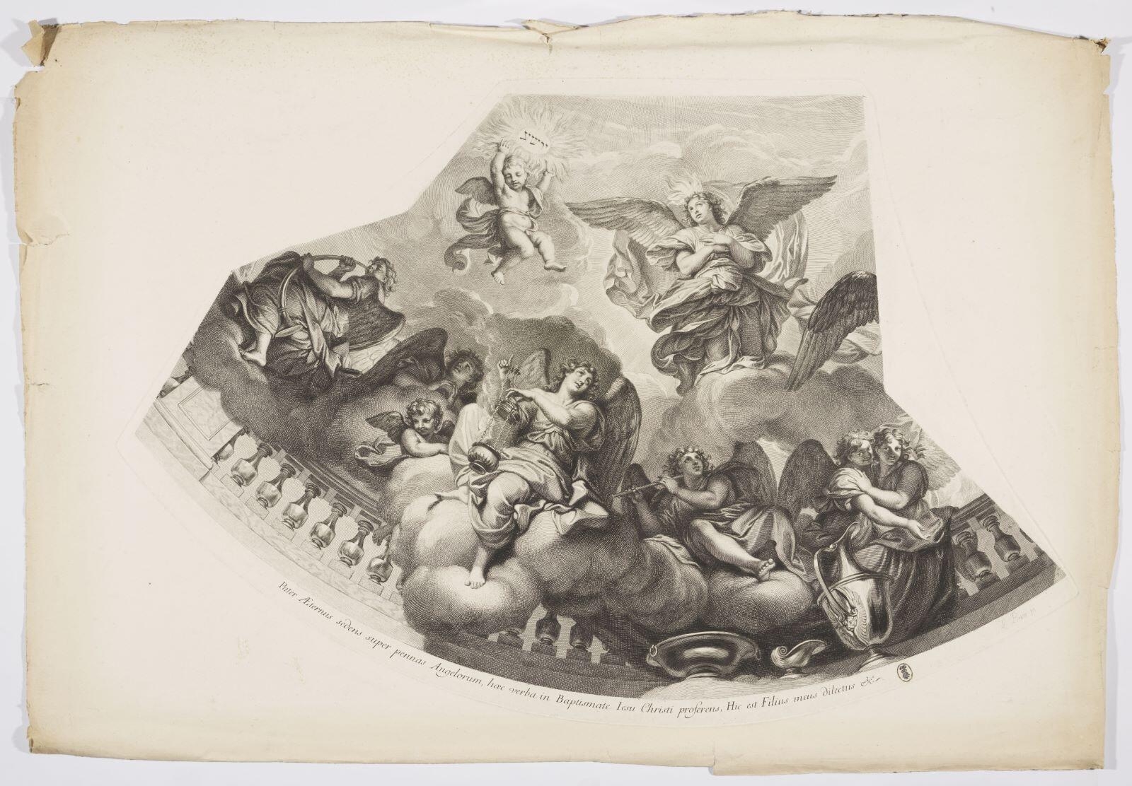 Le Baptême du Christ. Plafond peint de la chapelle du château de Sceaux. (titre factice), Gérard Audran, 1681