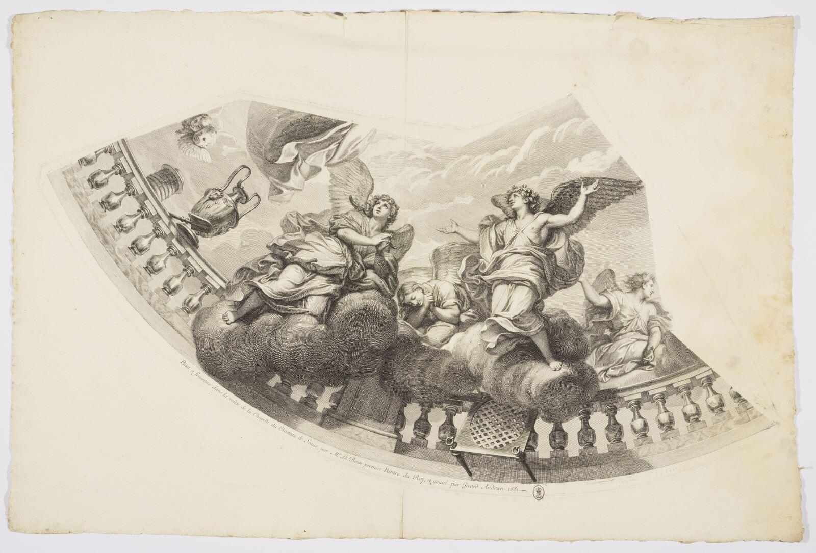 Le Baptême du Christ. Plafond peint de la chapelle du château de Sceaux. (titre factice), Gérard Audran, 1681