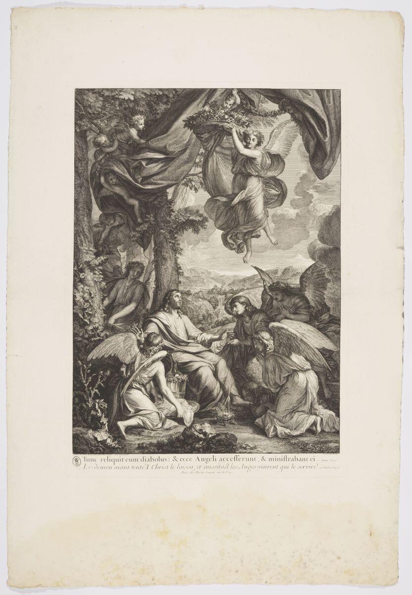 Le Christ au désert servi par des anges (titre factice), Jean Mariette, 1660-1742