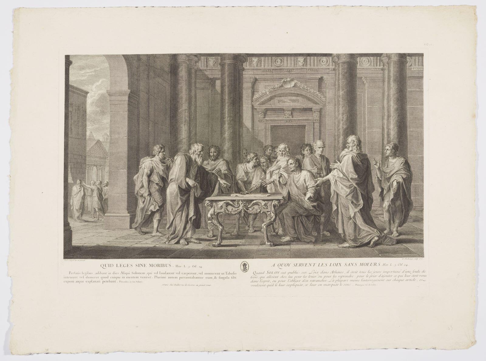Solon expliquant ses lois aux Athéniens (titre factice), Gaspard Duchange, 1717