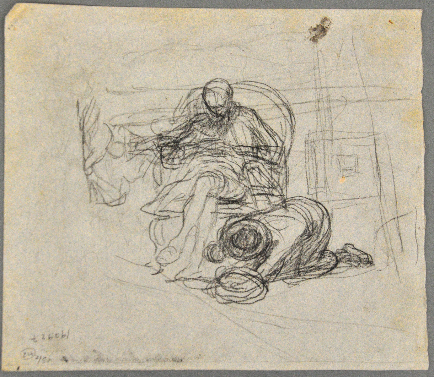 Nu féminin [recto] ; Homme assis avec un personnage agenouillé qui se prosterne devant lui, étude pour Timon d'Athènes (?) [verso]_0