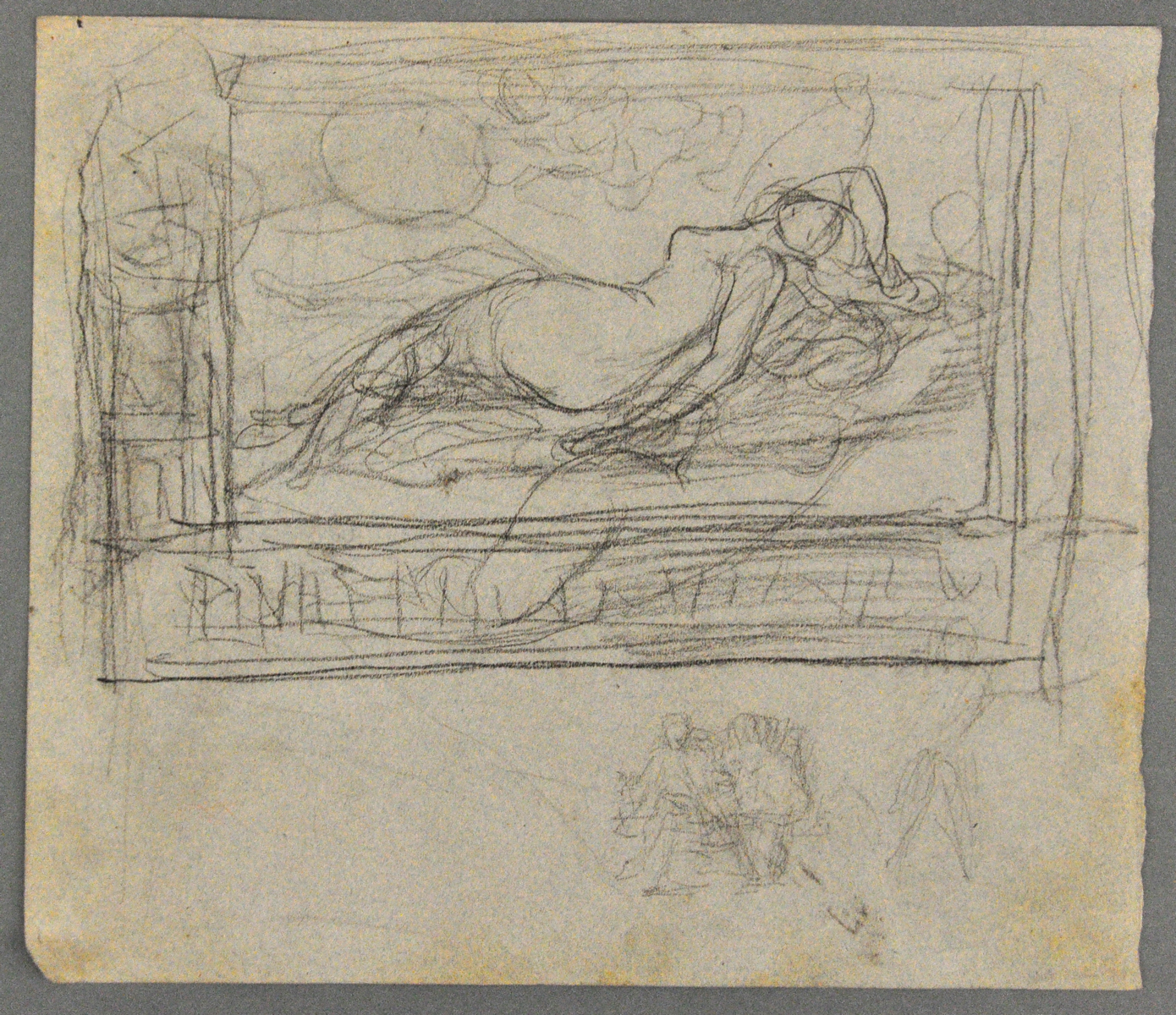Nu féminin [recto] ; Homme assis avec un personnage agenouillé qui se prosterne devant lui, étude pour Timon d'Athènes (?) [verso]_1