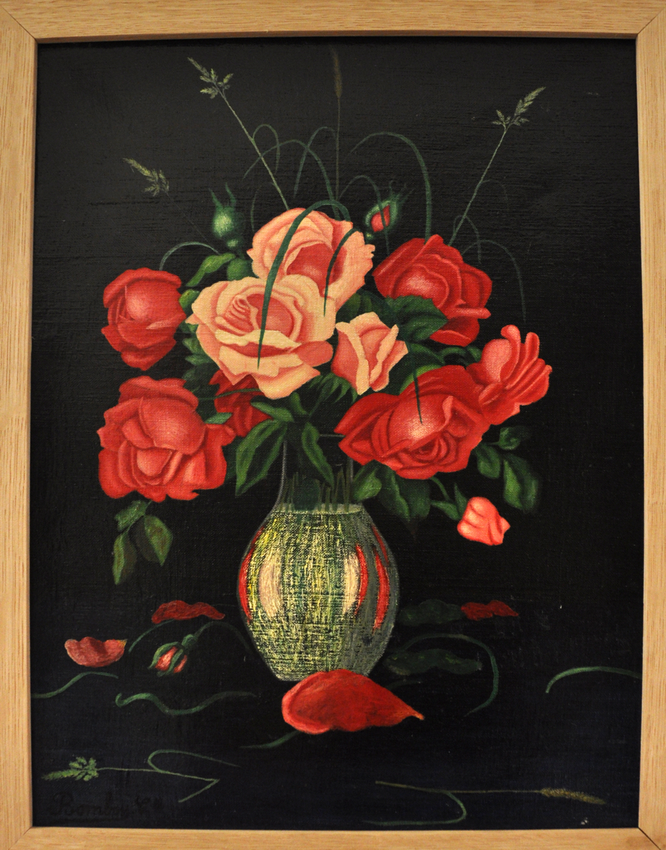 Nature morte au bouquet sur fond noir, Camille Bombois, 1930 après
