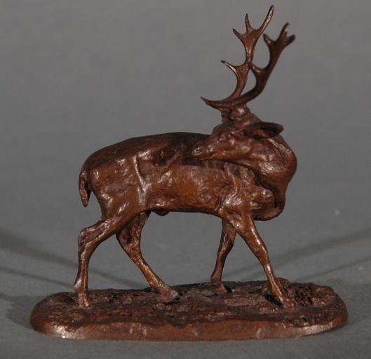 Cerf tournant la tête, Pierre Jules Mene, 2e quart 19e siècle, 2e moitié 19e siècle