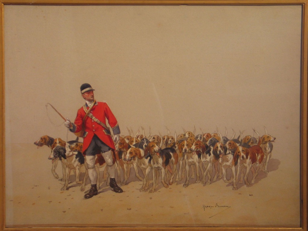 Valet de chiens et sa meute (titre factice), Georges Busson, 19e siècle, 20e siècle