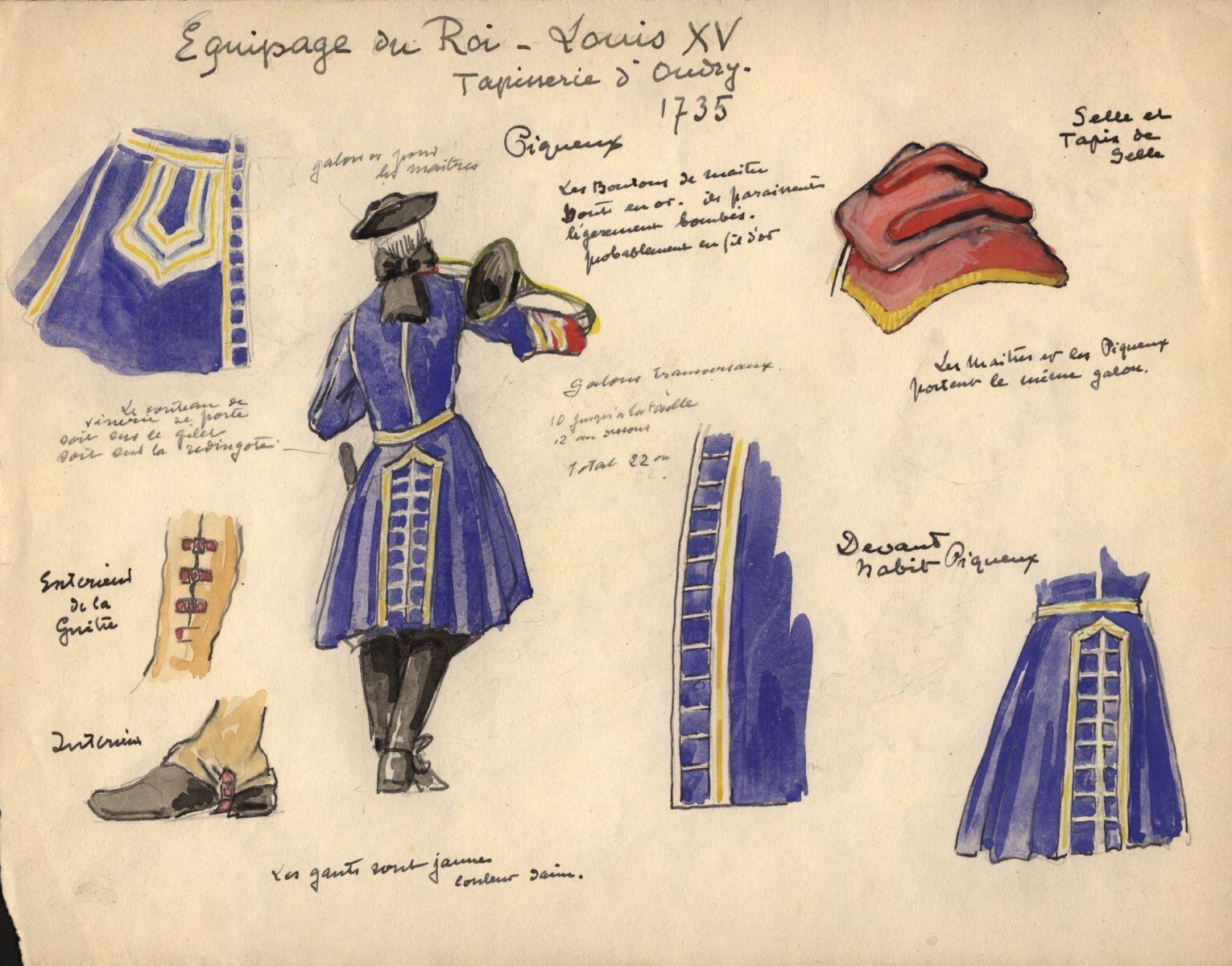 Etude de tenue de piqueux de l’équipage de Louis XV, 1735_0