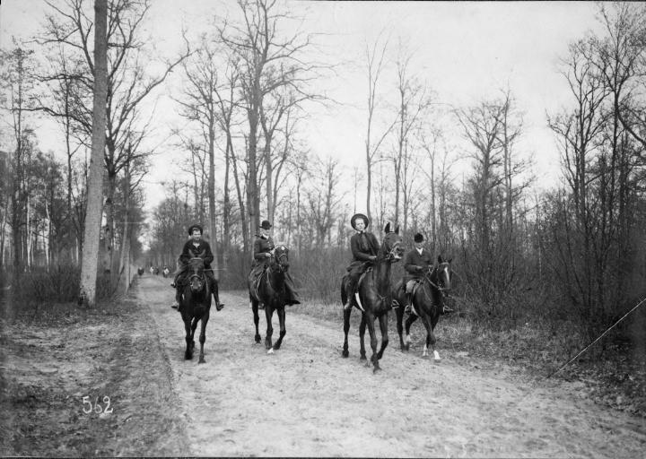 Photographie extraite d'un album de 56 photographies : équipages Chantilly et Par Monts et Vallons, Eugène de Rozycki, 4e quart 19e siècle, 1er quart 20e siècle