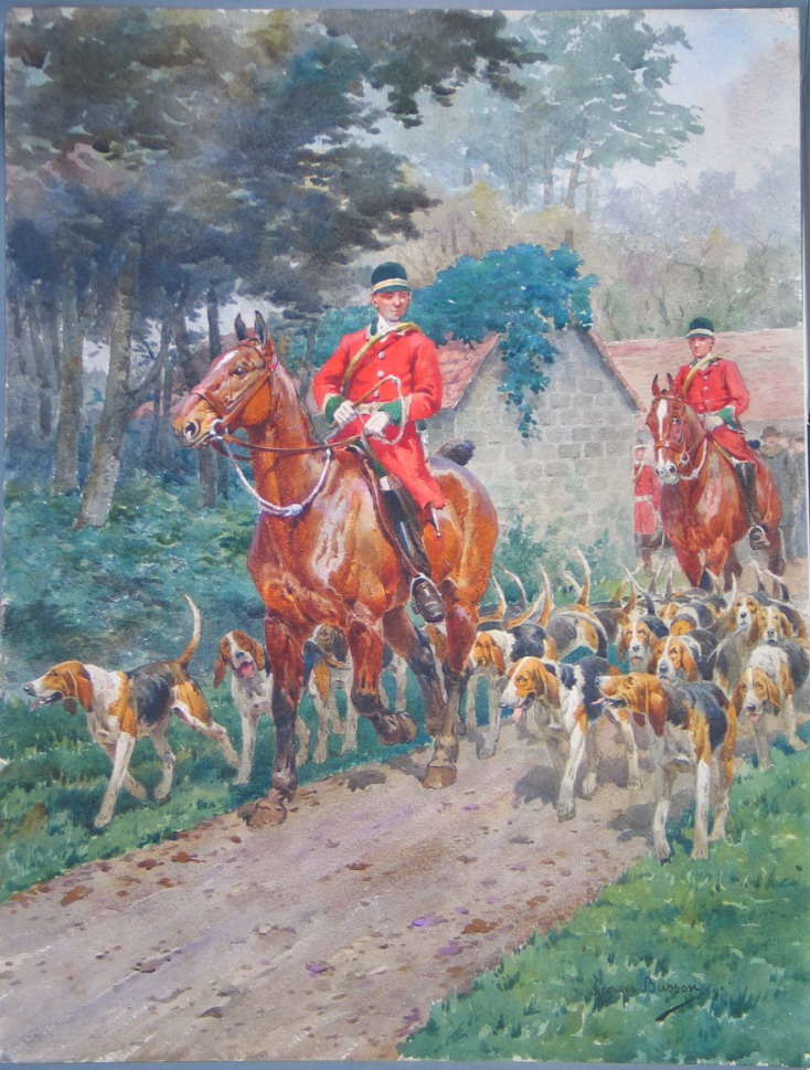 Piqueurs et ses chiens (titre factice), Georges Busson, 19e siècle, 20e siècle