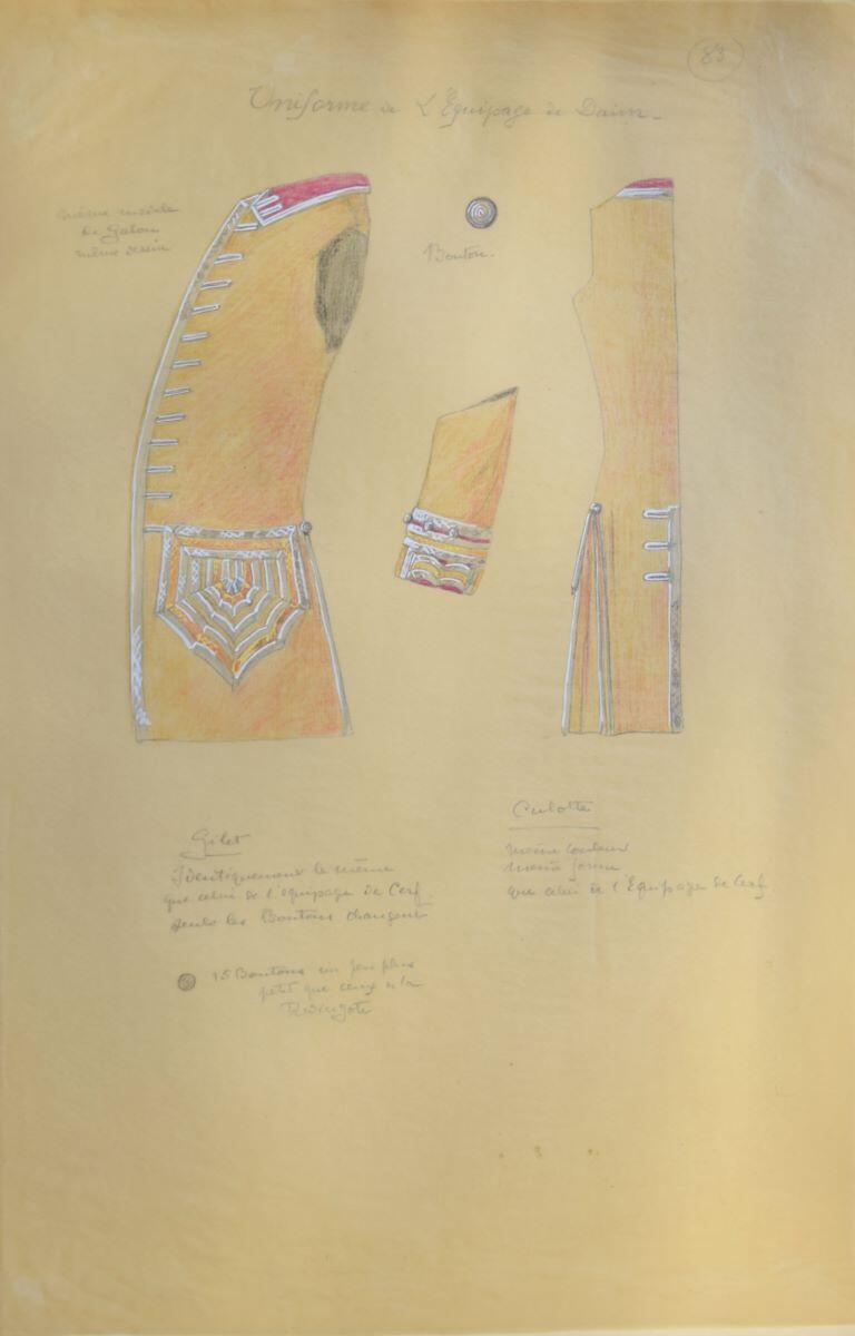 Uniforme de l’équipage de daim ; équipage du prince de Condé, Charles-Jean Hallo