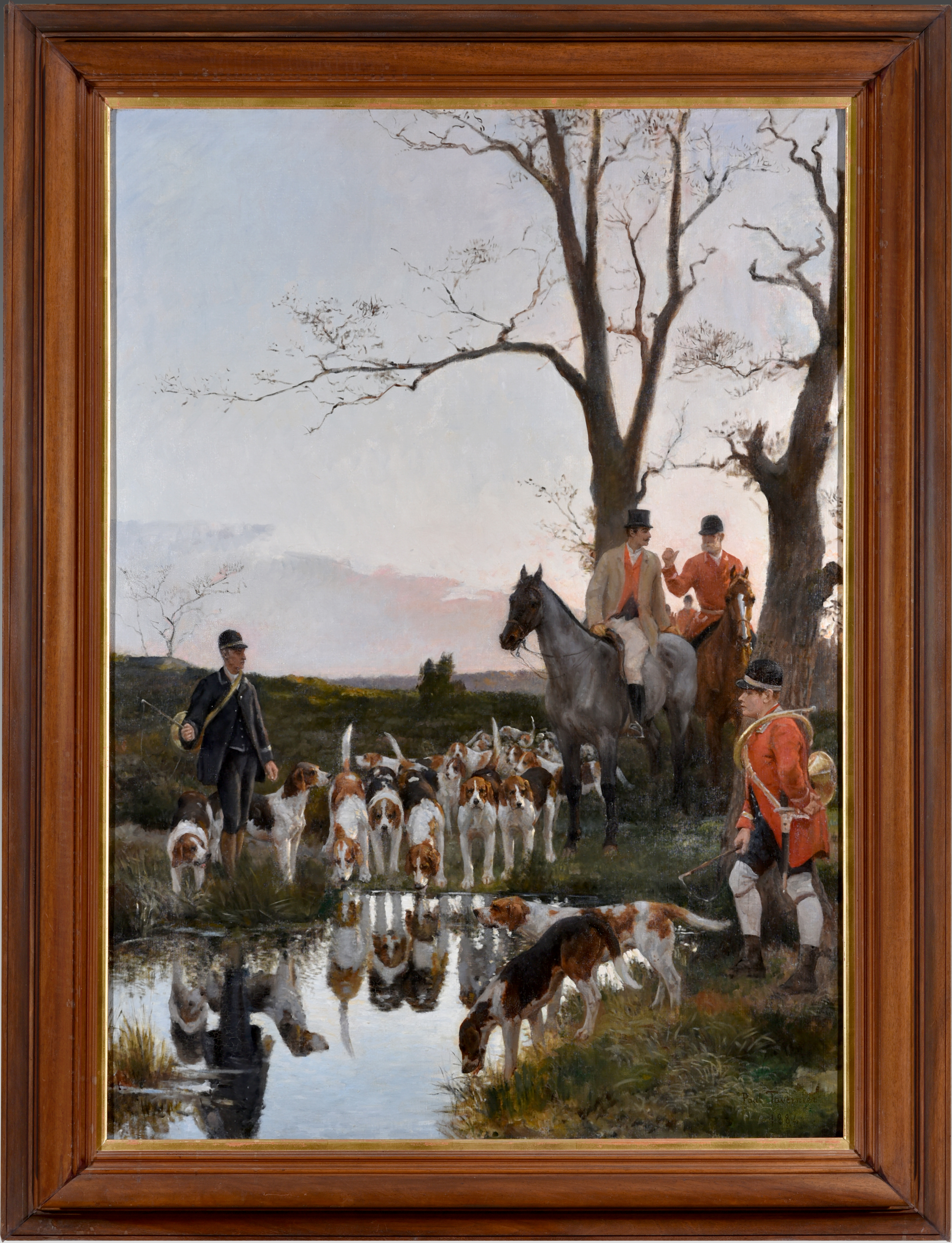 Veneurs et chiens au petit jour, Paul Tavernier, 1884