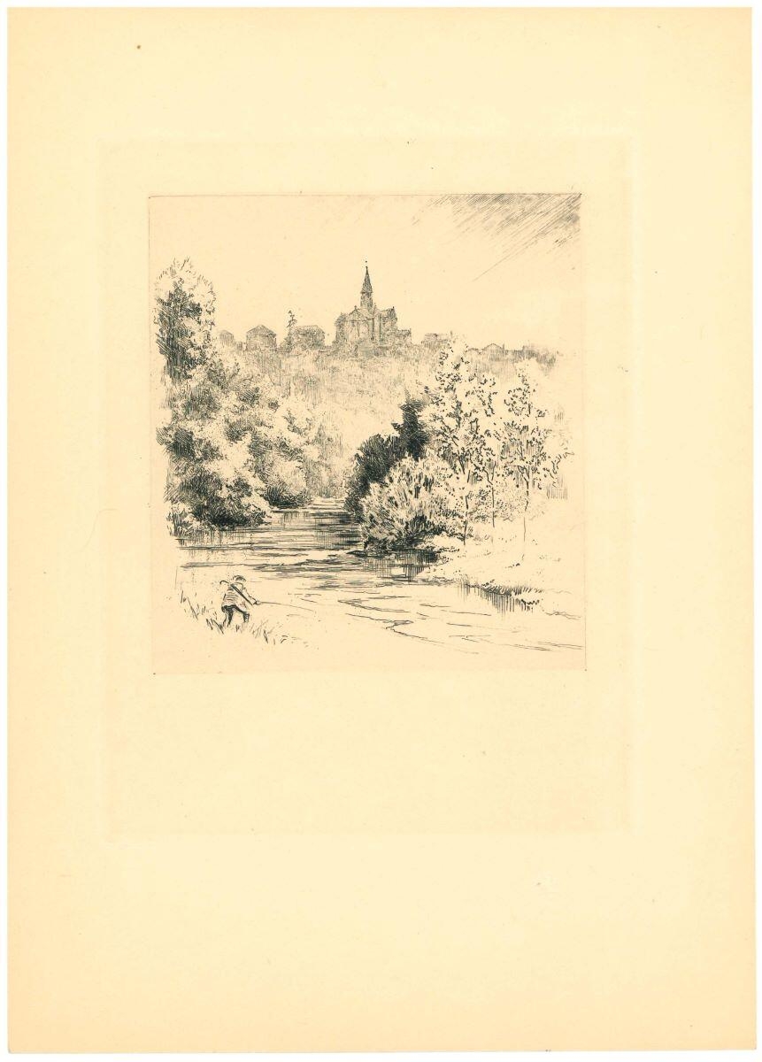 Pêcheur au pied d'une ville, Charles-Jean Hallo