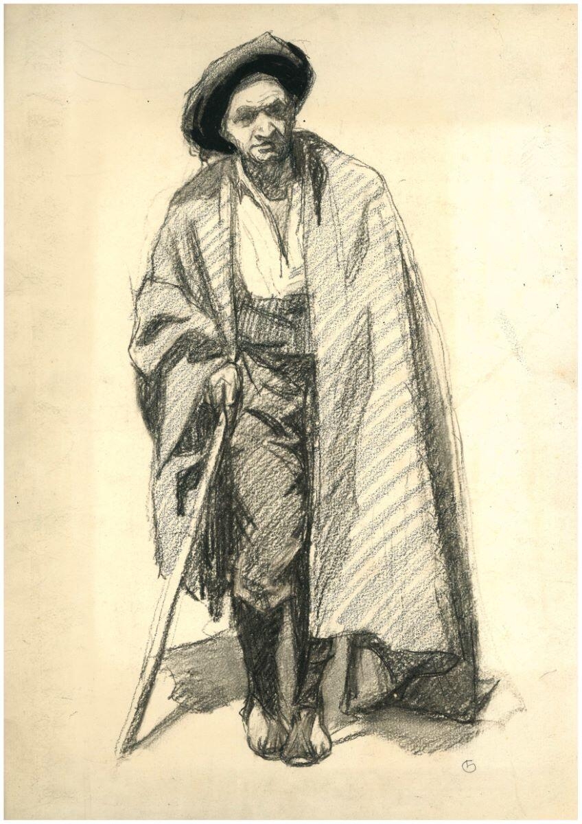 Portrait d'un vieil homme à la canne, Charles-Jean Hallo