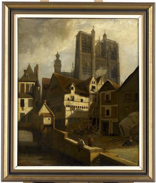 La collégiale Saint Vulfran vue depuis le Guindal, Adrien Dauzats