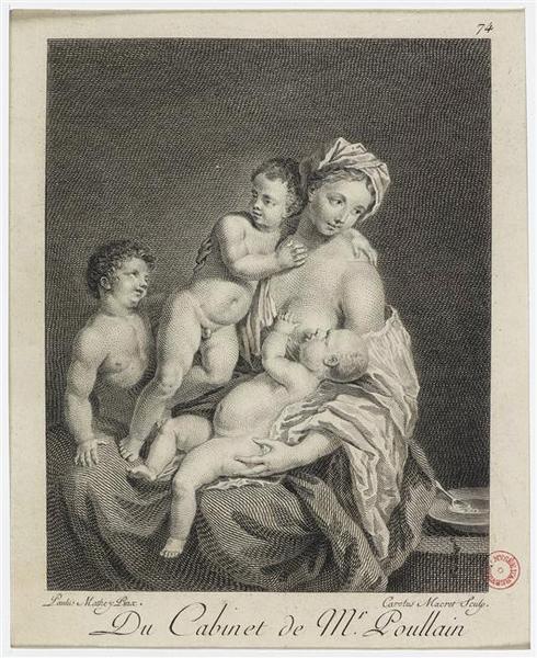 Du cabinet de Monsieur Poullain ; Mère et ses trois enfants, Charles François Adrien Macret, 4e quart 18e siècle