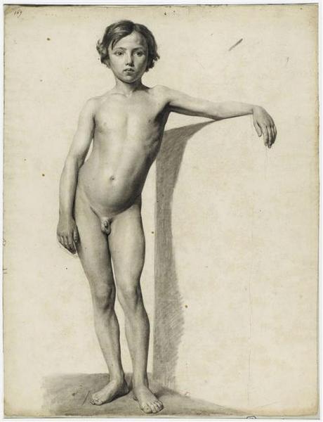 Jeune enfant, nu, de face, Augustin Bridoux, 19e siècle