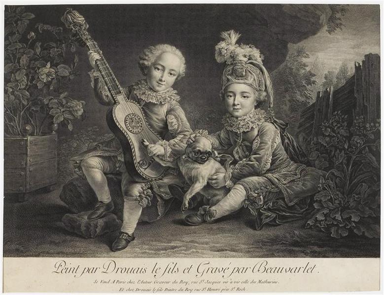 Jeunes enfants jouant ; Les enfants du duc de Béthune ; Les deux fils du duc de Béthune (ou du duc de Choiseul) jouant avec un carlin_0