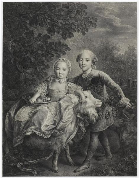 Les enfants du comte d'Artois montés sur une chèvre ; Enfants de la famille du comte d'Artois_0