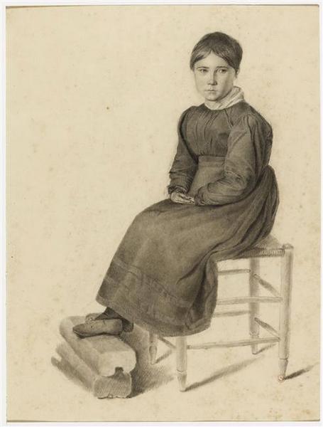 Jeune fille assise, Augustin Bridoux, 19e siècle