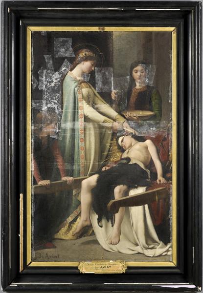 Sainte Elisabeth de Hongrie soignant un blessé, Jules Charles Aviat, 19e siècle