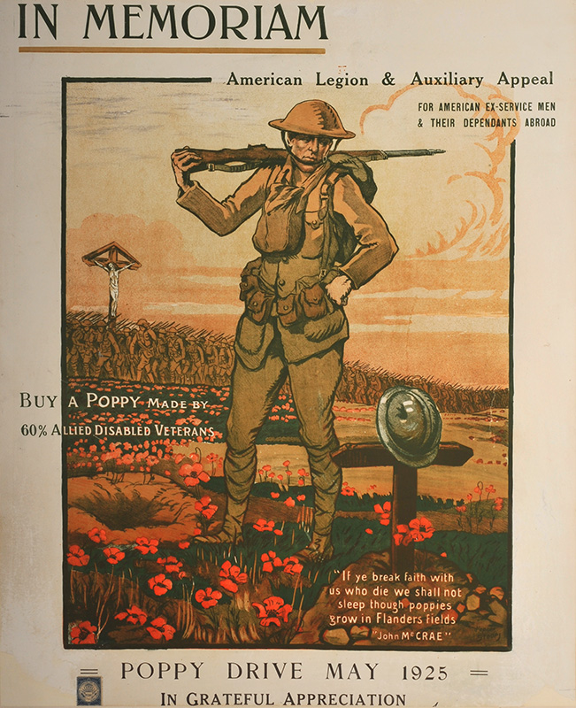 In Memoriam. Poppy drive may 1925. In grateful appreciation, Stoops, 1925