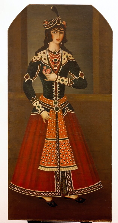 Portrait en pied d'une princesse au bouquet de fleurs, 1815 vers