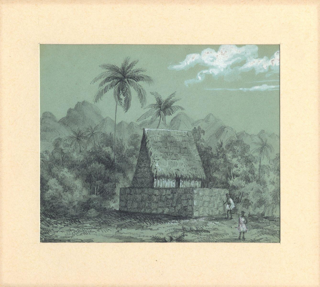 Tombeau de la reine Patini, à Noukouhiva (Iles Marquises), Adèle de Dombasle, 1848