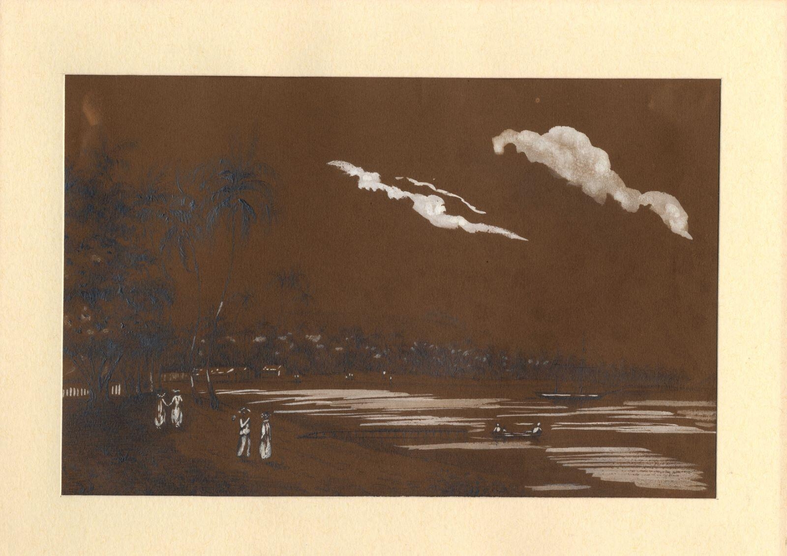 Vue prise sur la plage de Papeete à Tahiti, Adèle de Dombasle, 1848
