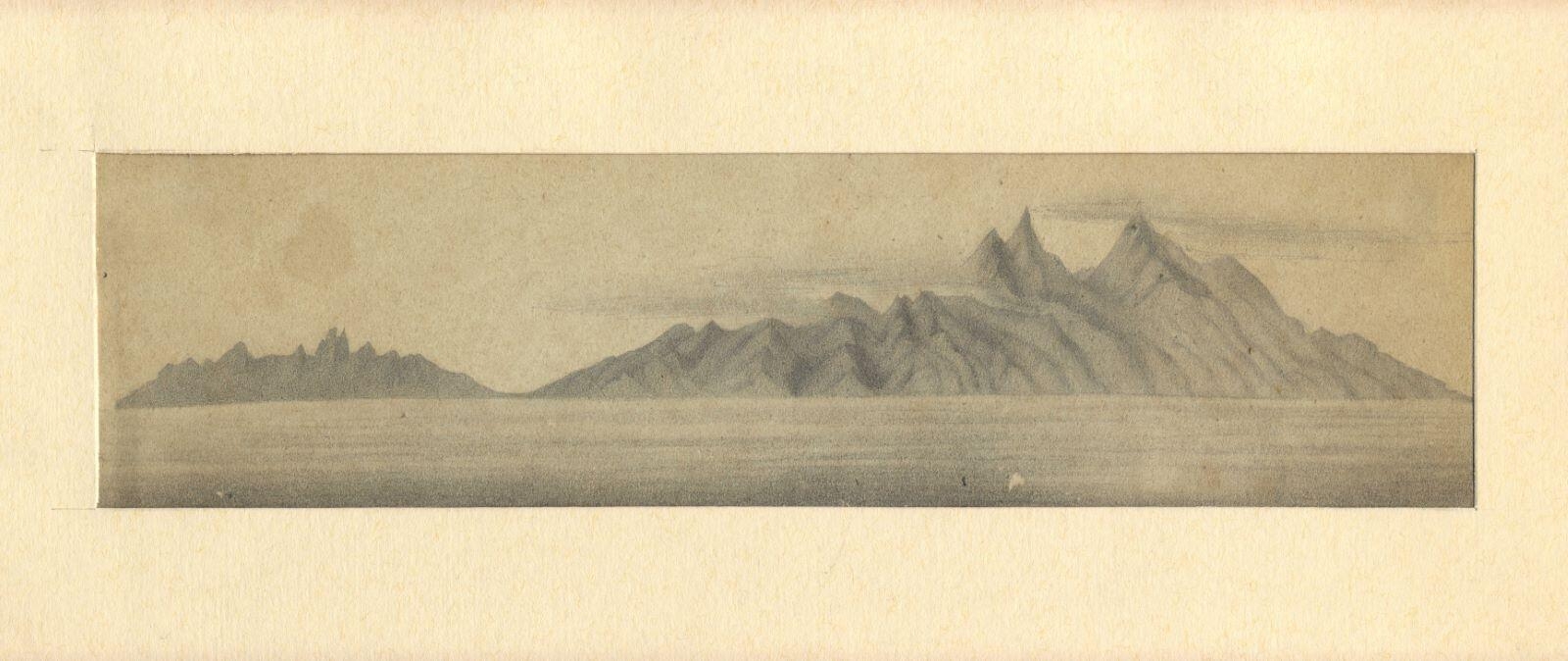 Silhouette de Tahiti prise du nord le 8 septembre 1848, Adèle de Dombasle, 1848