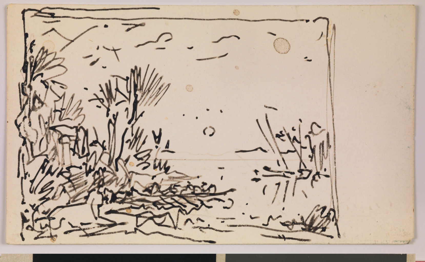 Orient, paysage avec barque et palmiers_0
