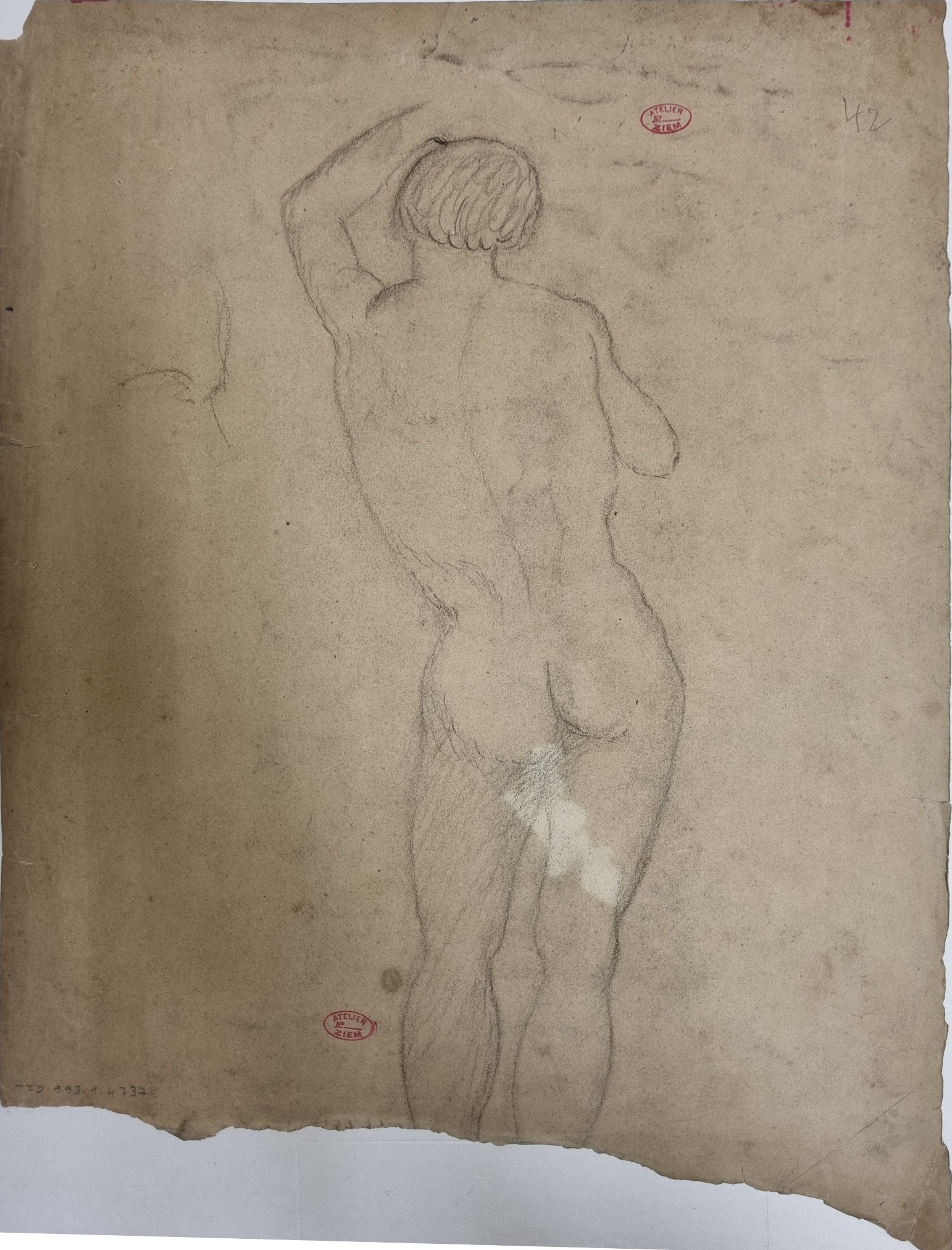 Recto : Italie, têtes de femmes et d'hommes ; Verso : Gondolier de dos_1