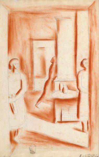 Personnages dans un intérieur, Amédée de La Patelliere, 1924