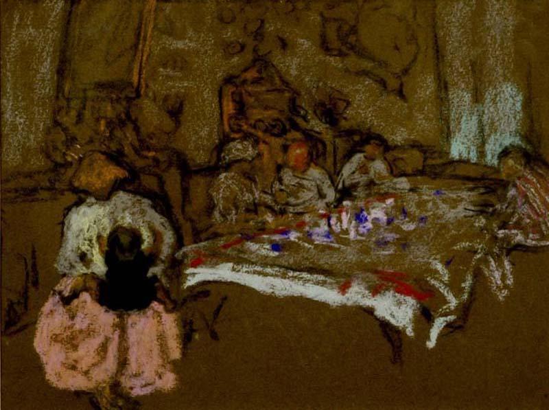 Personnages dans un intérieur / Les Hessel en visite aux Myosotis_0