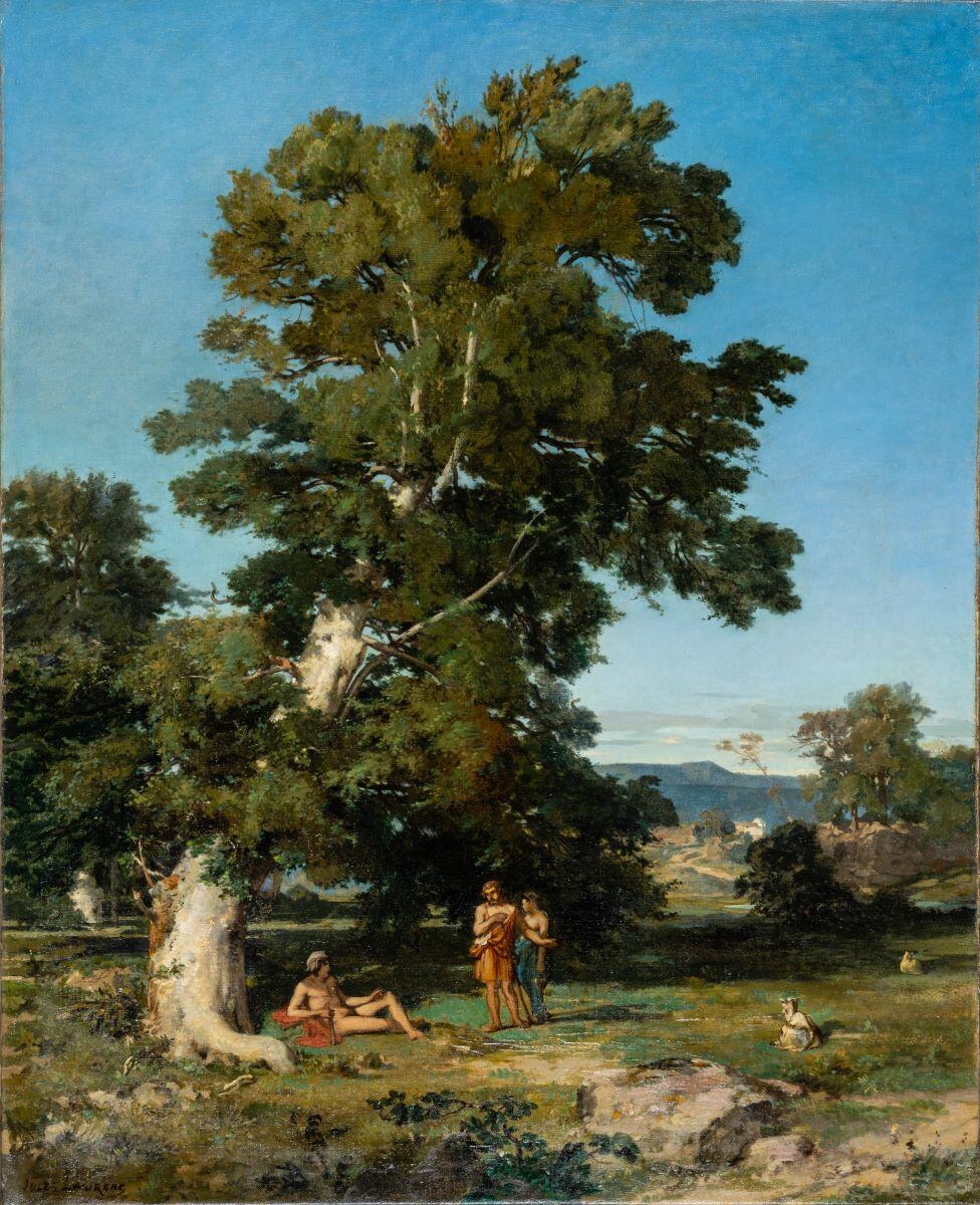 Tityre et Mélibée, "Arbre" de réception au concours de Rome ; sujet tiré de la première églogue de Virgile, Jules-Joseph-Augustin Laurens, 1845 de,1885 à