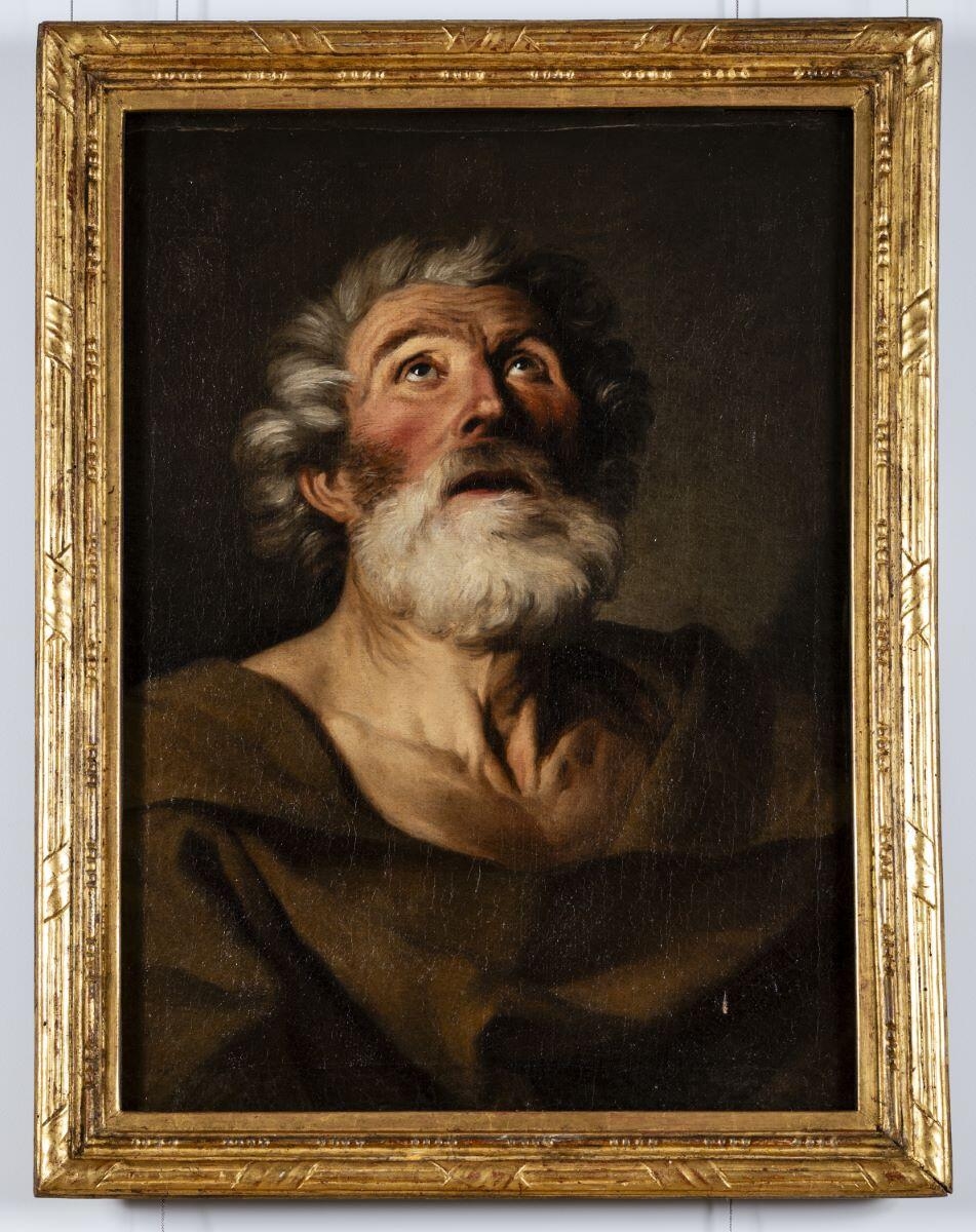 Homme barbu en buste, de face, levant les yeux au ciel ; Saint Pierre en extase, Joseph-Siffred Duplessis, 1744 entre,1747 et