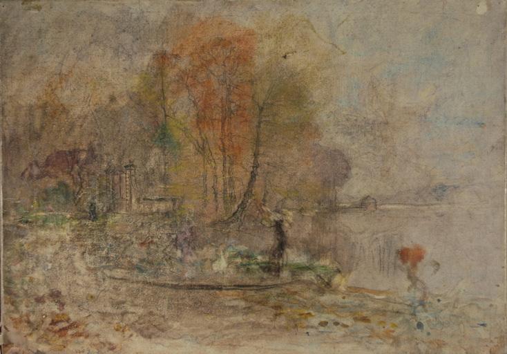 Personnages au bord d'un étang, Armand Charnay, 2e moitié 19e siècle, 1er quart 20e siècle