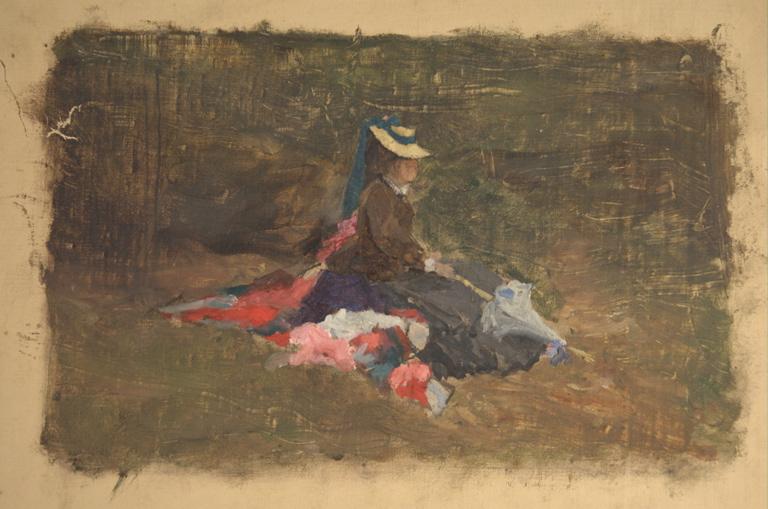 Dame assise dans l'herbe_0