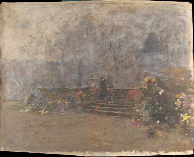 La terrasse de la maison à Charlieu (recto). Scène indéterminée (verso)_0