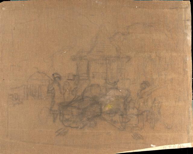 La terrasse de la maison à Charlieu (recto). Scène indéterminée (verso)_1