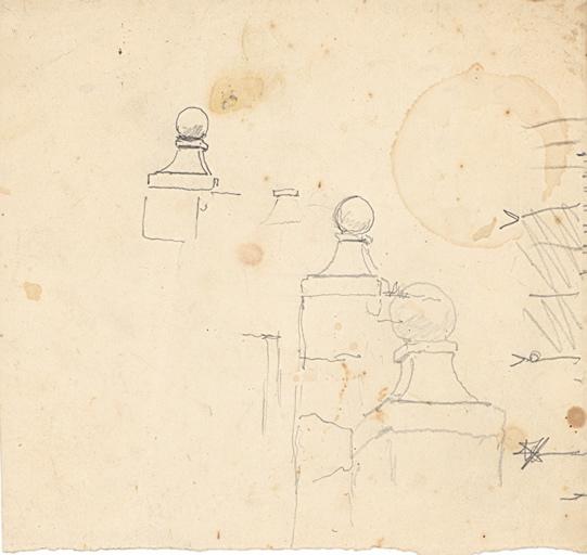 Etude de montant de portail en pierre, Armand Charnay, 2e moitié 19e siècle, 1er quart 20e siècle