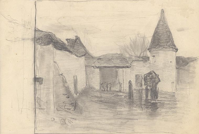 Cour de ferme sous la pluie_0