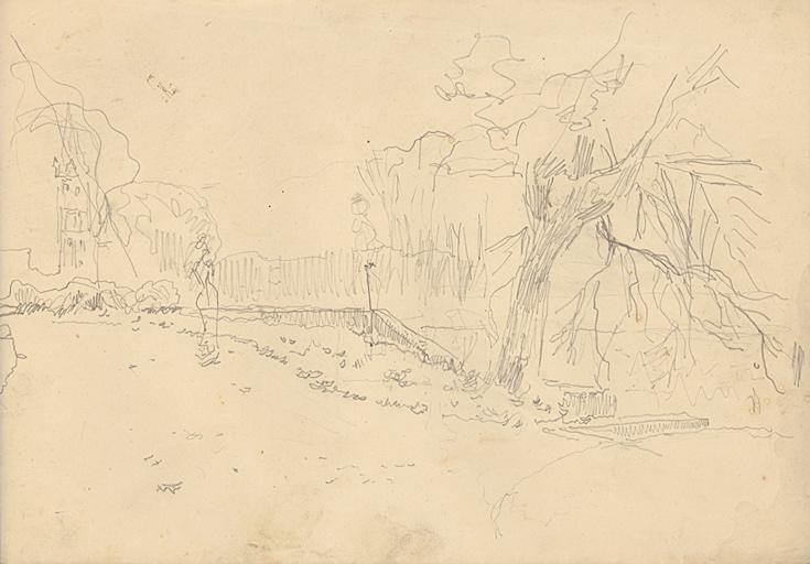 Paysage avec silhouette de femme_0