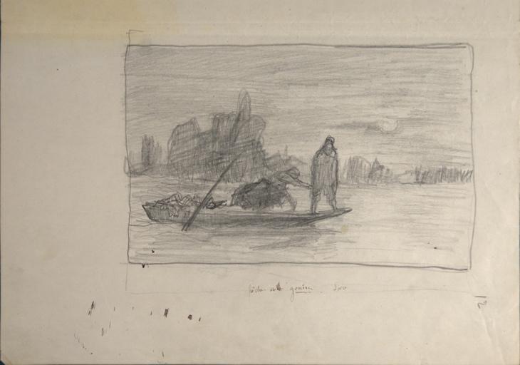 Chasse aux mulots dans les vergers (clair de lune) (recto). Pêche au [gouïre] - Loire (verso)_1