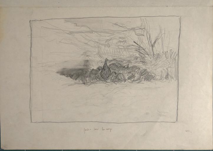 Perdrix dans la neige (recto). Pêche au saumon (Loire) barque détachée (verso)_0