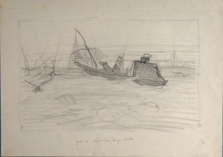 Perdrix dans la neige (recto). Pêche au saumon (Loire) barque détachée (verso)_1