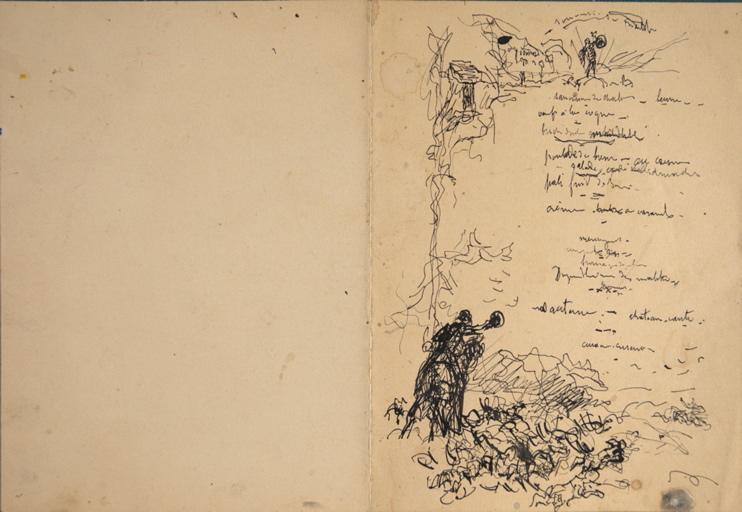 Etude de menu avec scène de chasse à courre_0