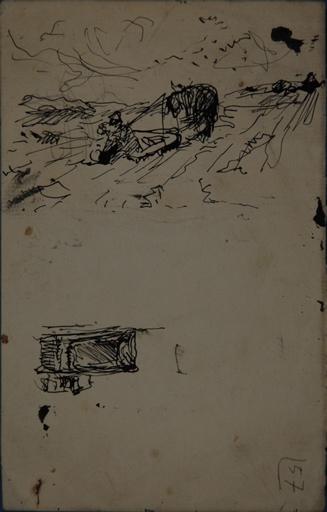 Etude de femme et fillette portant un seau (recto). Etude de scène de labour (verso)_1