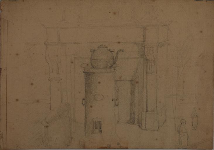 Etudes d'intérieur (recto). Etude d'intérieur et deux portraits (verso)_3