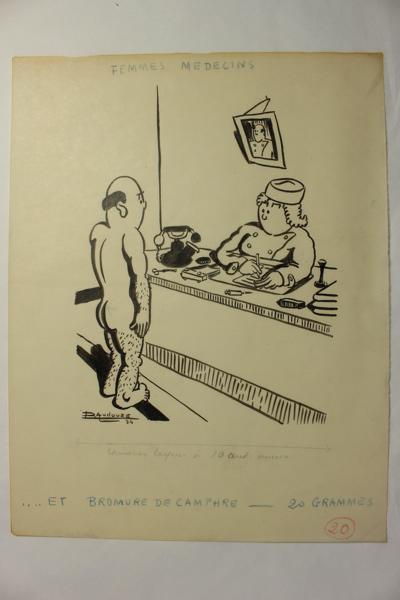 Caricature 'Femmes médecins', L D Audouze, 1934 achevé en