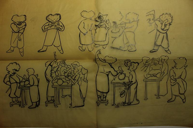Caricature de Mathieu Jaboulay et le ganglion de Gasser, Jean Duclos, 1900-1950
