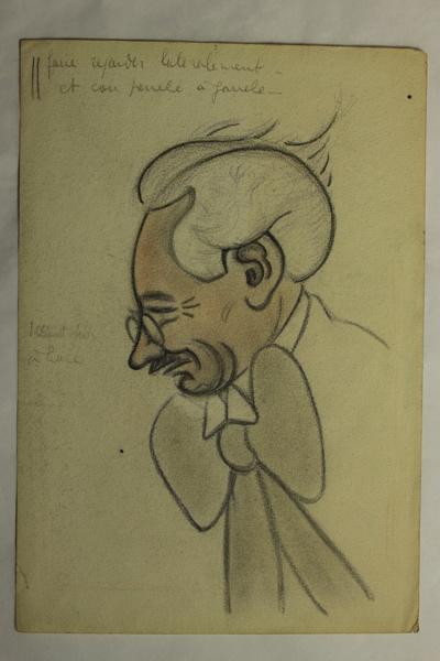 Caricature du professeur Patel, Jean Duclos, 1900-1950